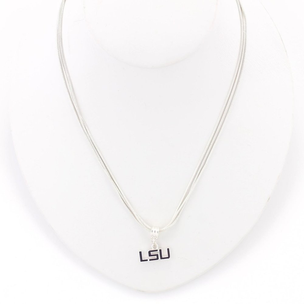 3 Strand LSU Enamel Logo Necklace